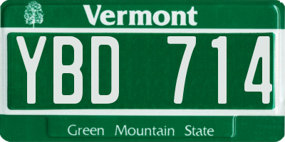 VT license plate YBD714