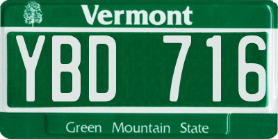 VT license plate YBD716