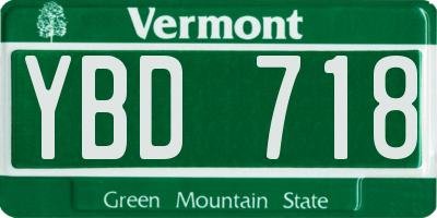 VT license plate YBD718