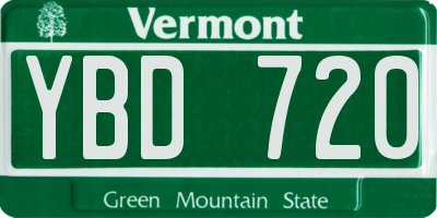 VT license plate YBD720