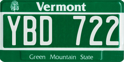 VT license plate YBD722