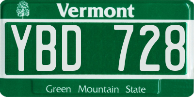 VT license plate YBD728
