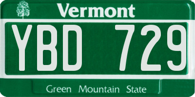 VT license plate YBD729