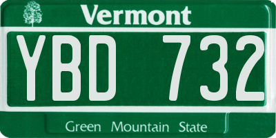 VT license plate YBD732