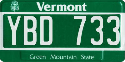 VT license plate YBD733