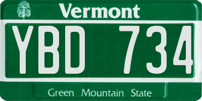 VT license plate YBD734