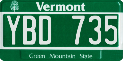 VT license plate YBD735