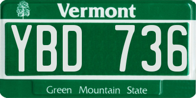 VT license plate YBD736