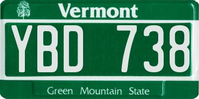 VT license plate YBD738