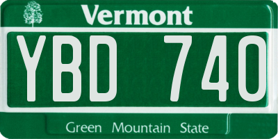 VT license plate YBD740