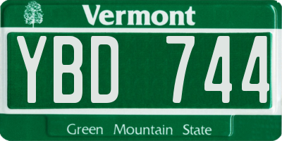 VT license plate YBD744