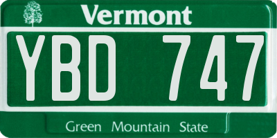 VT license plate YBD747