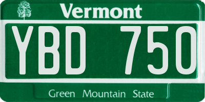 VT license plate YBD750
