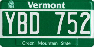 VT license plate YBD752