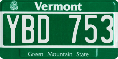 VT license plate YBD753