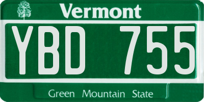 VT license plate YBD755