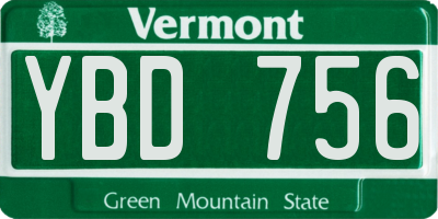 VT license plate YBD756