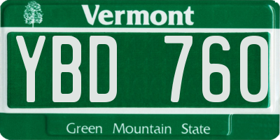 VT license plate YBD760