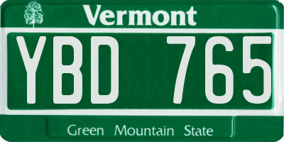 VT license plate YBD765