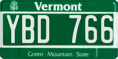VT license plate YBD766