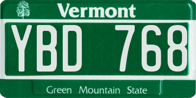 VT license plate YBD768