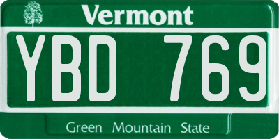 VT license plate YBD769