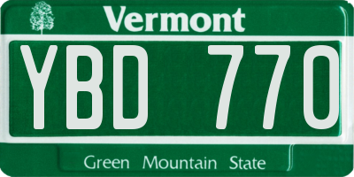 VT license plate YBD770