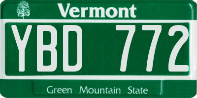 VT license plate YBD772
