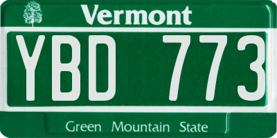 VT license plate YBD773