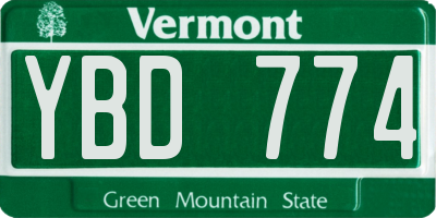 VT license plate YBD774