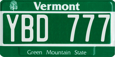 VT license plate YBD777