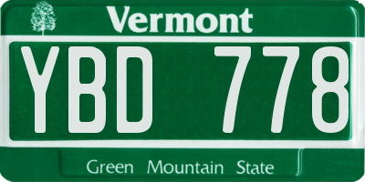 VT license plate YBD778