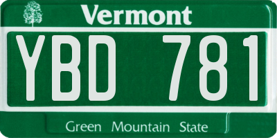 VT license plate YBD781