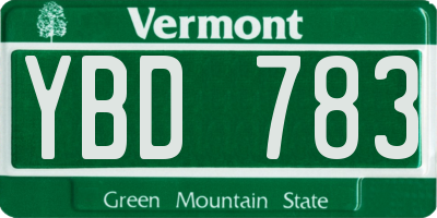 VT license plate YBD783