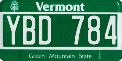 VT license plate YBD784