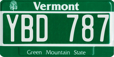 VT license plate YBD787