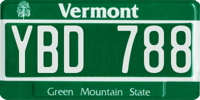 VT license plate YBD788