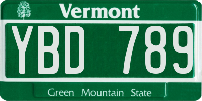 VT license plate YBD789