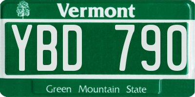 VT license plate YBD790