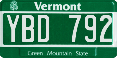 VT license plate YBD792