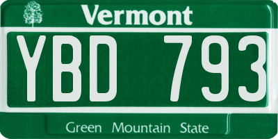 VT license plate YBD793