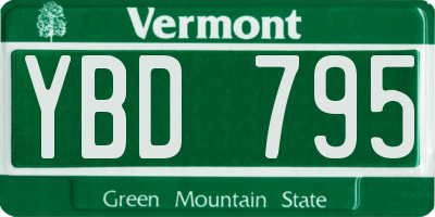 VT license plate YBD795