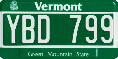 VT license plate YBD799