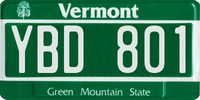 VT license plate YBD801