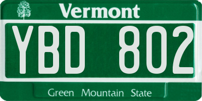 VT license plate YBD802