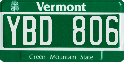 VT license plate YBD806