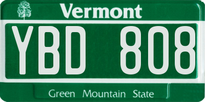 VT license plate YBD808