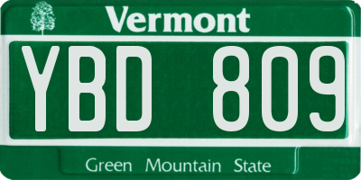 VT license plate YBD809