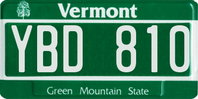 VT license plate YBD810