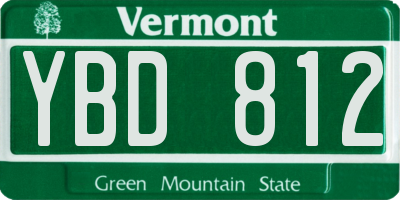 VT license plate YBD812
